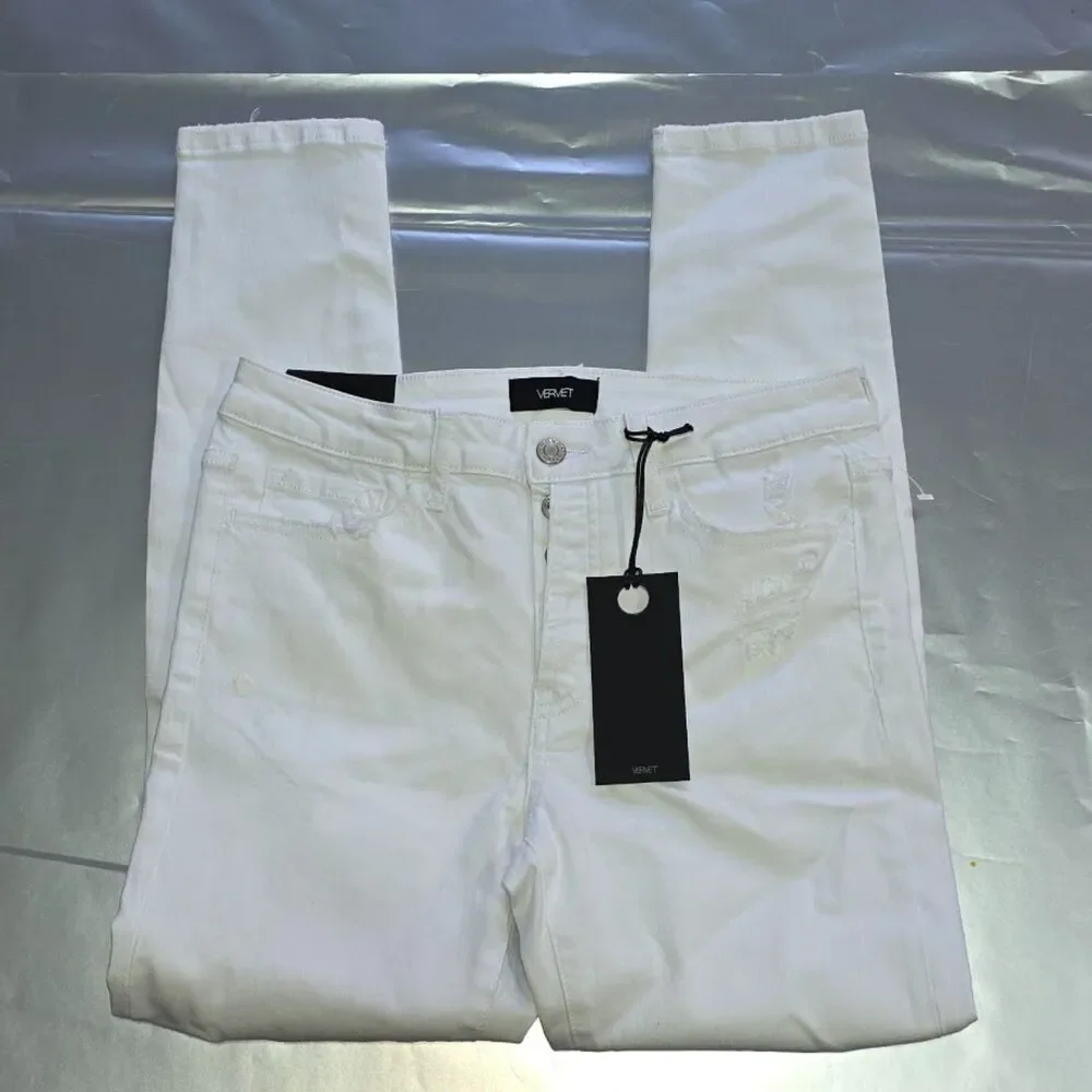 VERVET White Denim Distressed Jeans Ankle Skinny Fit , Size: 28